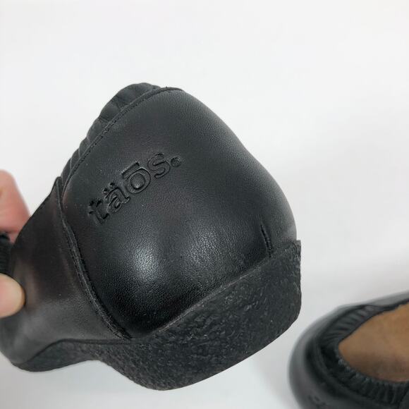 Taos Crosstown Ballet Flats Shoes Size 37 6 - 6.5 Black Leather Criss Cross - Picture 8 of 9